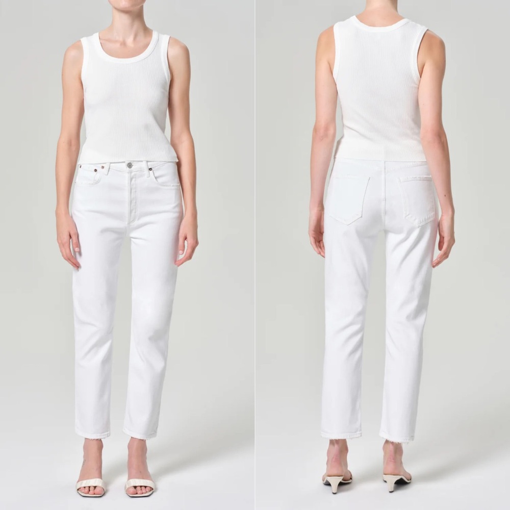 Riley Long High Rise Straight Jeans Sour Cream